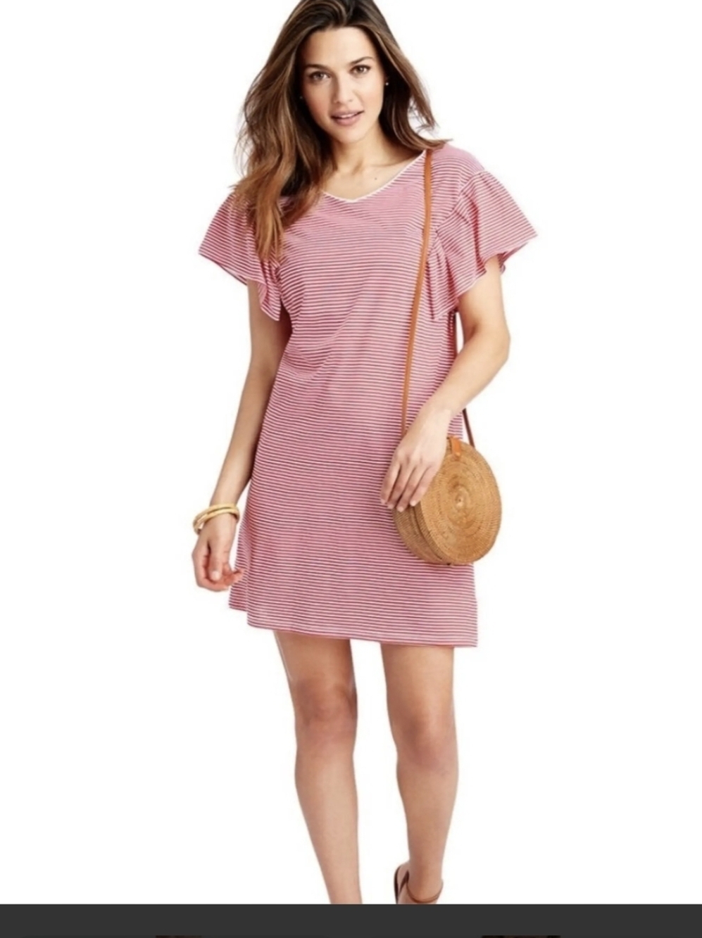 Vineyard Vines Striped Knit Ruffle Sleeve Dress Size M
